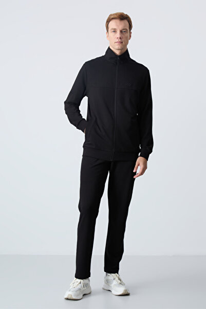 TOMMY LIFE Σετ ανδρικής φόρμας - Μαύρο βαμβακερό, χοντρό μαλακό, Comfort Fit - 85260