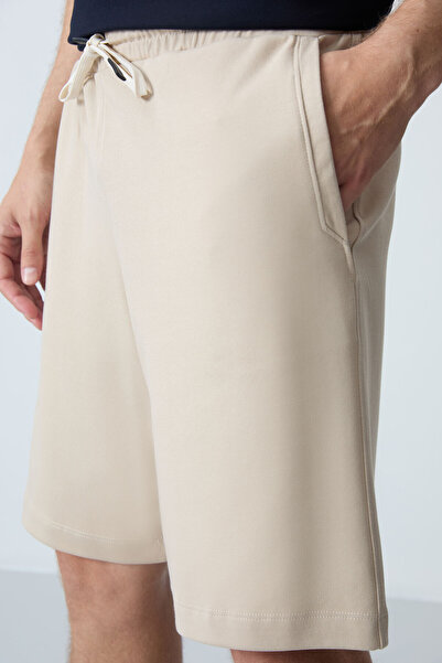 AIR JONES Beige Men's Shorts - Cotton, Thick Soft Texture, Standard Fit - 81275