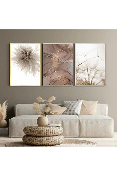 KOLAJTASARIM Sofistike Dokunuşlar: Üçlü Metal Çerçeveli Tablo Seti