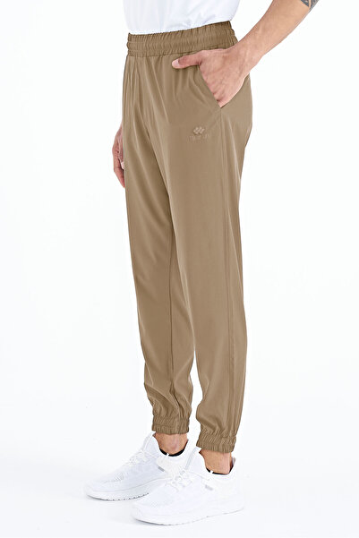 TOMMY LIFE Beige Men's Basic Pocketed Lace-Up Comfortable Form Rubber Leg Sweatpants - 84826
