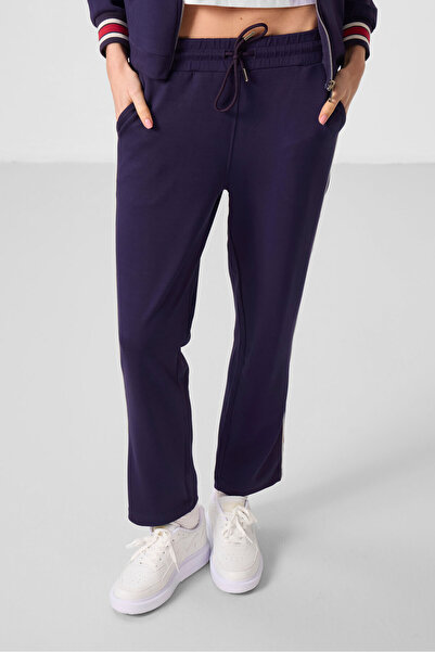 TOMMY LIFE Sötétlila puha textúrájú kötöttáru állógallér, túlméretezett női tréningruha - 95350