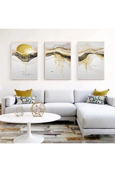 KOLAJTASARIM Triple Metal Framed Glass Table Art Set — the Subtleties of Cont...