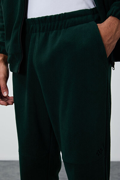 TOMMY LIFE Pine Green Thick Soft Textured Comfort Fit Embroidered Men's Tracksuit Suit - 85269