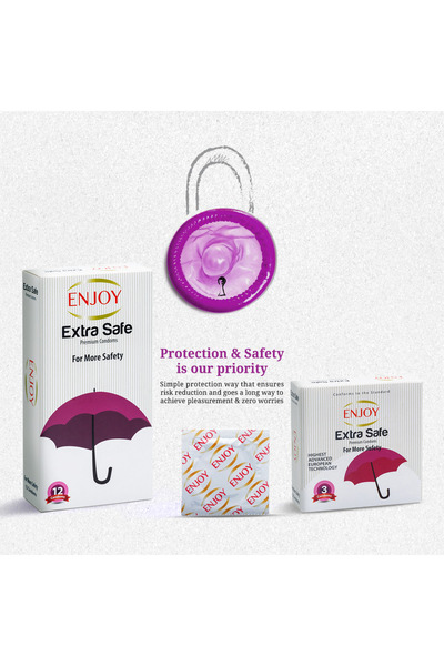 Enjoy Premium Extra Safe Condoms – 12 Pcs | Extra Lubricated, Durable Latex, Secure Fit
