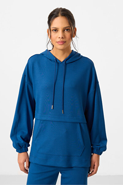 TOMMY LIFE Parlament Soft Textured Hooded Oversize Women's Tracksuit Tunic Set - 95348