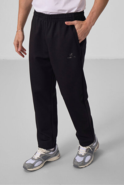 TOMMY LIFE Ανδρική αθλητική φόρμα μαύρης επιφάνειας με υφή άνετη φόρμα - 85273