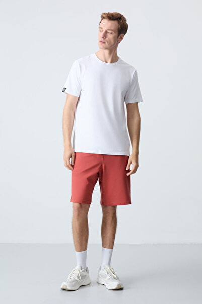 TOMMY LIFE Kiremit Gizli Fermuar Arka Cepli Bağcıklı Standart Kalıp Erkek Şort - 81136