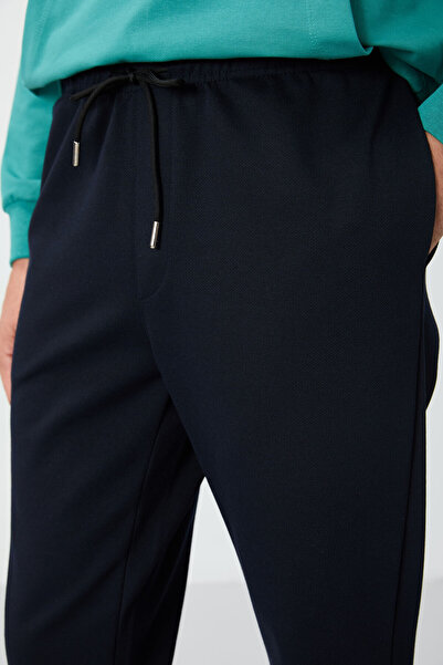 AIR JONES Ανδρική φόρμα αθλητικής φόρμας Navy Blue Surface Textured Standard Fit - 82156