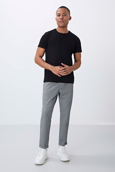 AIR JONES Ανδρικό παντελόνι φόρμας σε γκρι μελανζέ επιφάνεια με υφή Standard Fit - 82154