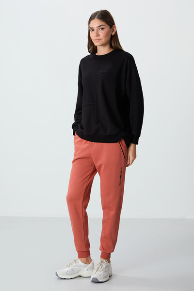 TOMMY LIFE Pantaloni de trening pentru femei, din bumbac neted, de culoarea c...