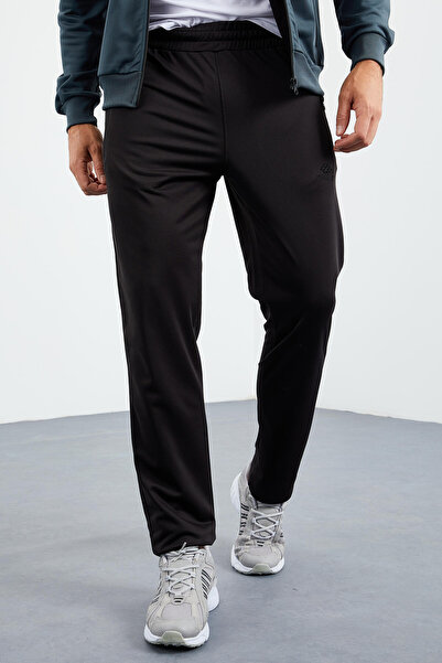 TOMMY LIFE Ανδρική αθλητική φόρμα Forest Green Black Stand γιακά με φερμουάρ Classic Leg 85162