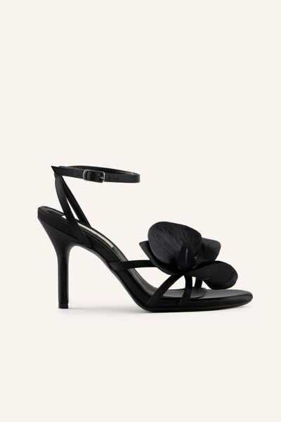 MARCATELLI Siyah Saten Florence Topuklu Sandalet