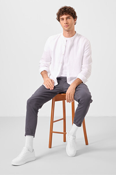 TOMMY LIFE Gray Standard Fit Woven Lightweight Stretchy Chino Men's Trousers - 82178