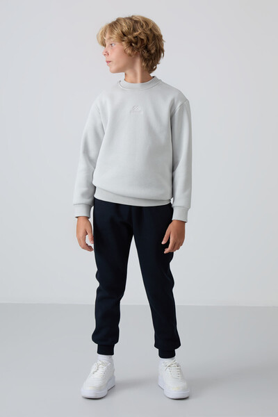 TOMMY LIFE Boy's Embroidered Sweatshirt - Soft Texture, Thick Feather Inside, Stone Cotton Standard Fit - 11232