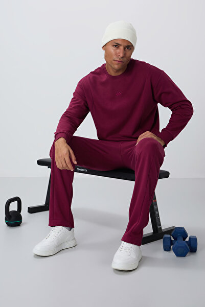 TOMMY LIFE Redbud Compact Cotton Thick Smooth Textured O Neck Comfort Fit Men's Tracksuit Set -85263