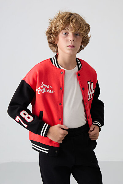 TOMMY LIFE Fiesta Cotton Thick Inner Fleece Soft Textured Standard Fit Embroidered Boys College Jacket - 11258