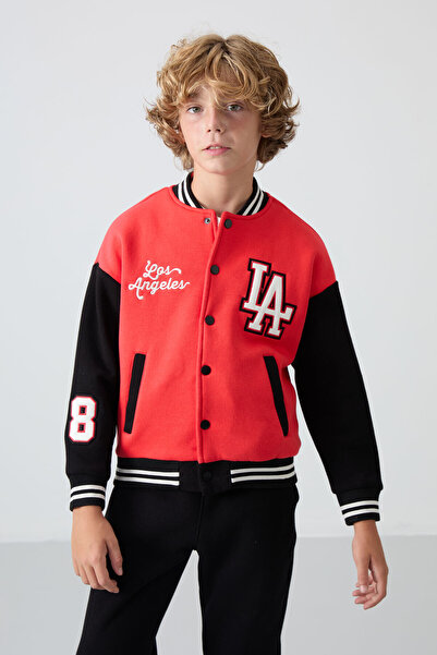 TOMMY LIFE Fiesta Cotton Thick Inner Fleece Soft Textured Standard Fit Embroidered Boys College Jacket - 11258