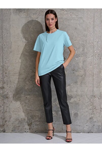 COMBİNE MİCHAİL Дамска синя тениска с кръгло деколте от 100% памук