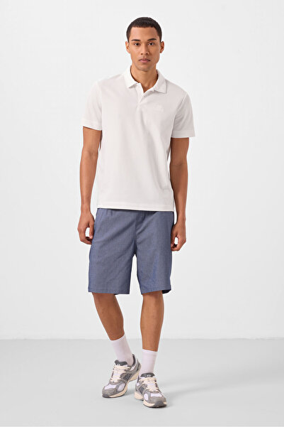 TOMMY LIFE Kot Lacivert Standart Fit Dokuma Hafif Esnek Chino Erkek Şort - 81292