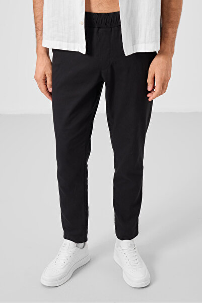 TOMMY LIFE Black Standard Fit Woven Lightweight Stretchy Chino Men's Trousers - 82177