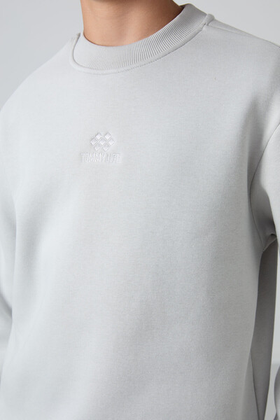 TOMMY LIFE Boy's Embroidered Sweatshirt - Soft Texture, Thick Feather Inside, Stone Cotton Standard Fit - 11232