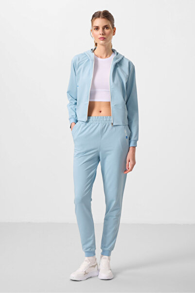 TOMMY LIFE Light Blue Hooded Zippered Oversize Women's Tracksuit - 95328