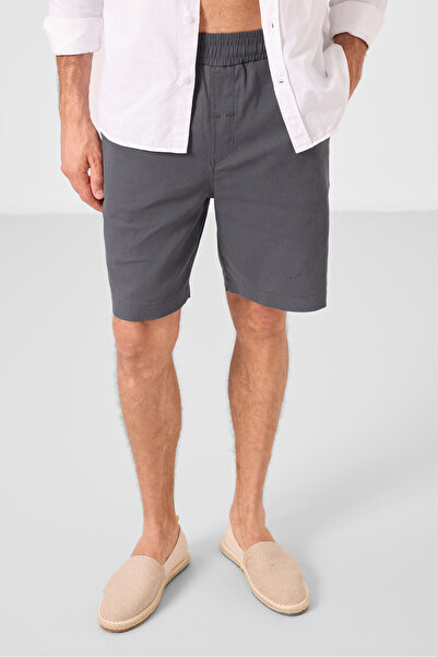 TOMMY LIFE Anthracite Standard Fit Woven Lightweight Flexible Chino Men's Shorts - 81289