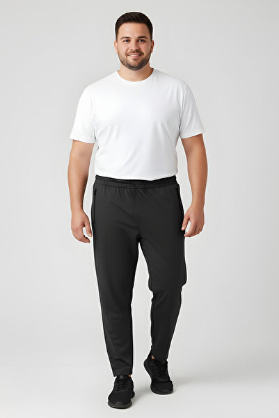 TOMMY LIFE Anthracite Zippered Classic Leg Oversized Men's Sweatpants - 84947