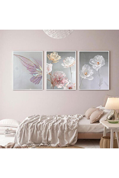 KOLAJTASARIM Pastel Bahar Rüyası: Kelebek Ve Çiçek Zarafeti Metal Çerçeveli T...