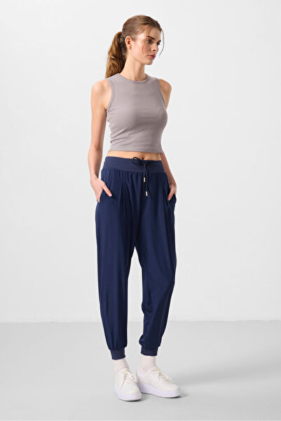 TOMMY LIFE İndigo Cepli Standart Kalıp Kadın Yoga Pantolon - 94677