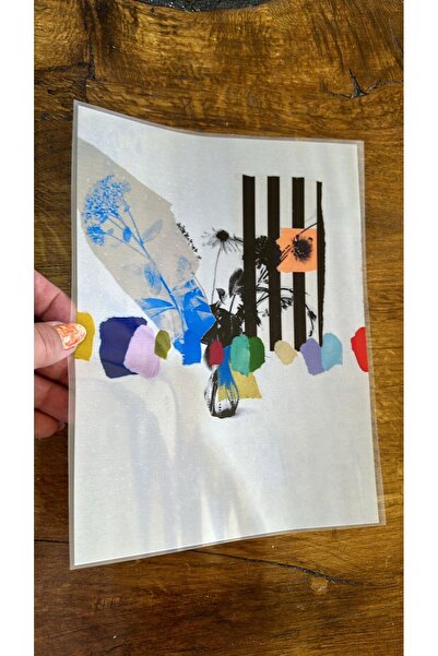 Gönülden Tasarım 25x19 cm Printed Vase Floral Pattern T-Shirt - Fabric Sticki...