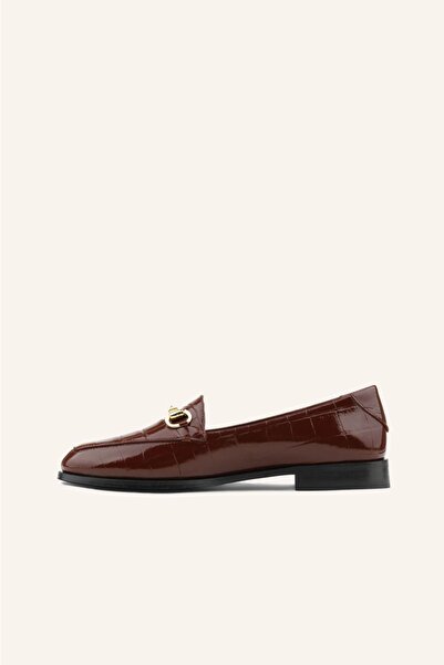 MARCATELLI Bordo Kroko 46 Hakiki Deri Loafer