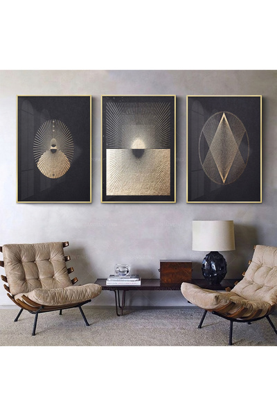 KOLAJTASARIM Geometrik Gölge Oyunları: Altın Ve Siyahın Asil Buluşması Metal ...