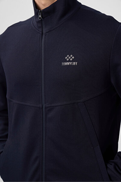 TOMMY LIFE Ανδρική αθλητική φόρμα Navy Blue Surface με υφή άνετη φόρμα - 85273