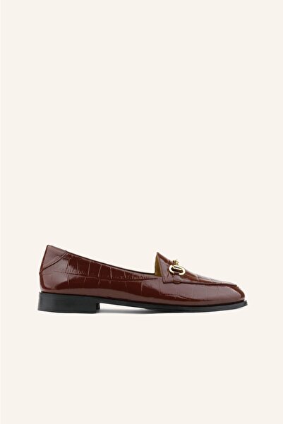 MARCATELLI Bordo Kroko 46 Hakiki Deri Loafer