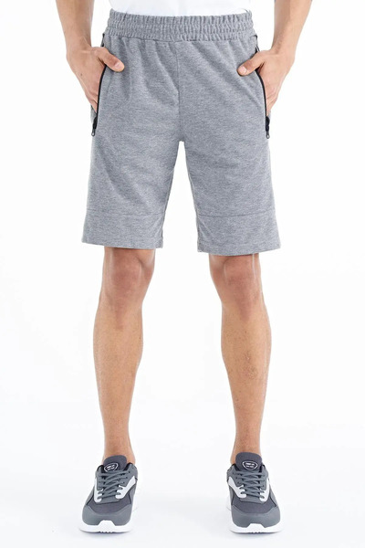 AIR JONES Men's Standard Fit Clive Gray Melange Shorts - 81249