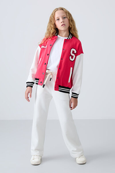 TOMMY LIFE Ekru Pamuklu İçi Tüylü Yumuşak Dokulu Standart Fit Nakışlı Kız Çoc...