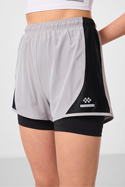 TOMMY LIFE Taş Gizli Cep Fermuarlı Standart Kalıp Kadın İçi Taytlı Şort - 91015