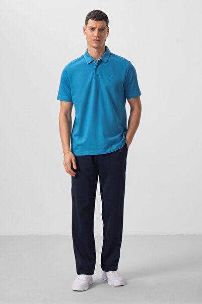 TOMMY LIFE Lacivert Yüzeyi Dokulu Rahat Form Palazzo Erkek Pantolon - 82164