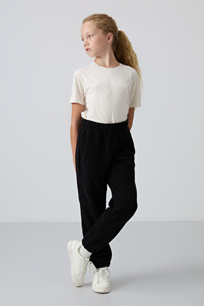 TOMMY LIFE Siyah Kalın Yumuşak Dokulu Standart Fit Nakışlı Polar Kız Çocuk Eş...