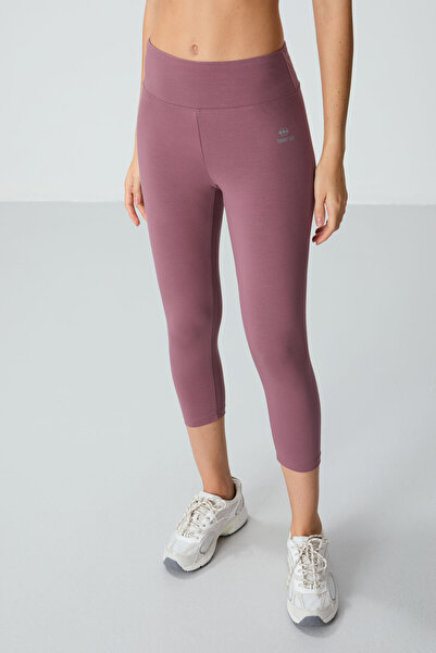 TOMMY LIFE Dried Rose High Waist Slim Fit Skinny Leg Women's Capri Leggings - 93097