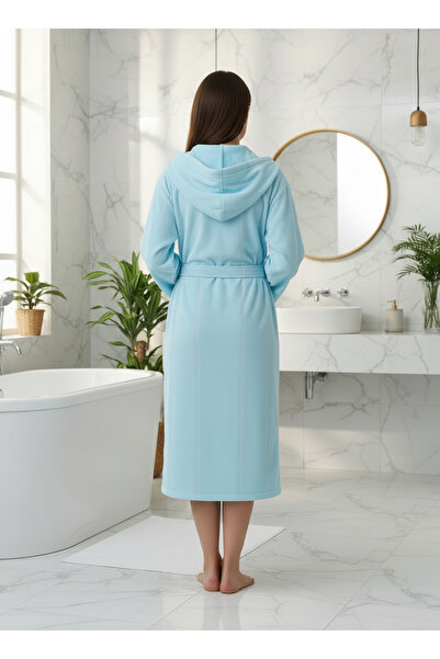 Semecca Βαμβακερή βελούδινη κουκούλα Unisex Μέντα μπουρνούζι