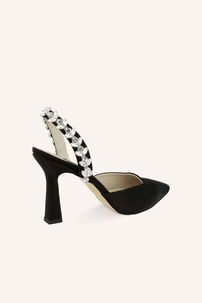 MARCATELLI Black Satin Nova Thick Heeled Shoes
