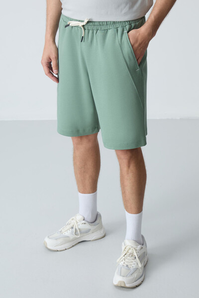 AIR JONES Light Green Basic Men's Shorts - Thick Soft Cotton, Standard Fit - 81278