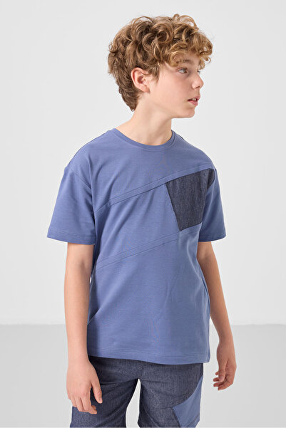 TOMMY LIFE Σκούρο μπλε-τζιν Navy βαμβακερό υπερμεγέθη υφαντό ελαφρύ εύκαμπτο ανδρικό σορτς Chino - 11275