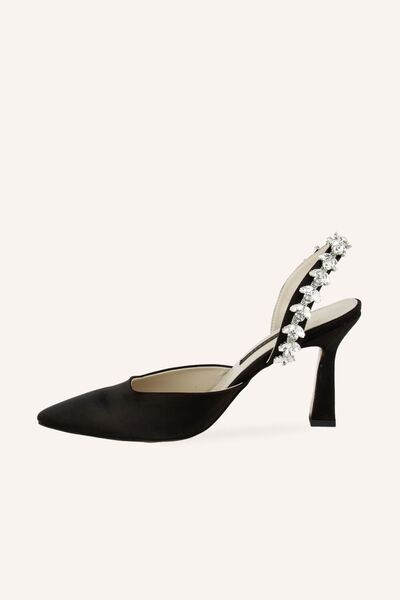 MARCATELLI Black Satin Nova Thick Heeled Shoes