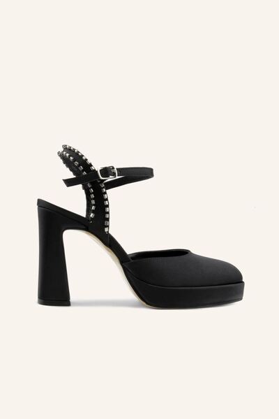 MARCATELLI Siyah Saten Pedro Topuklu Ayakkabı