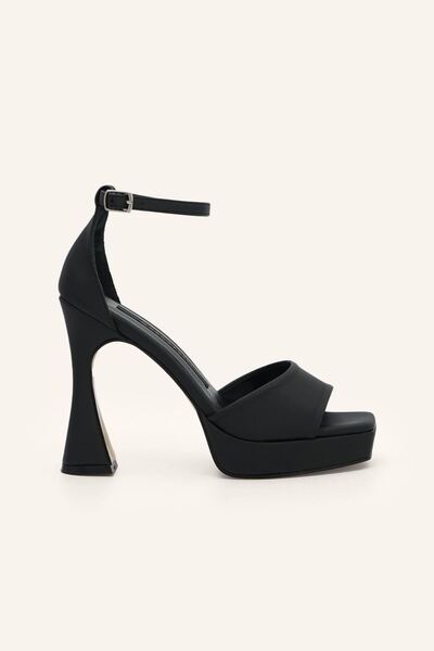 MARCATELLI Siyah Saten Stefano Platform Topuklu Sandalet