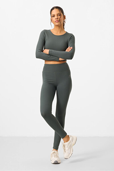 TOMMY LIFE Σετ ψηλόμεσο μακρυμάνικο γυναικείο καλσόν με λεπτή εφαρμογή - Çağl...