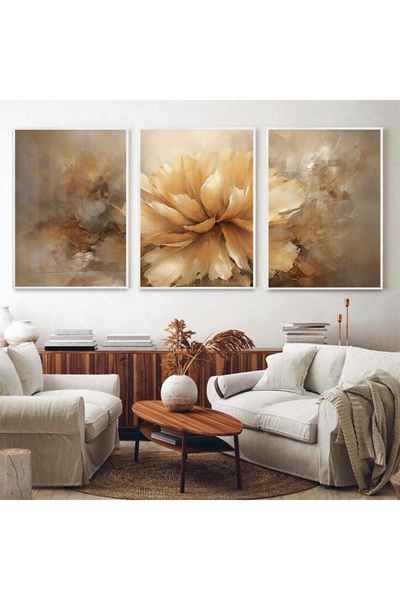 KOLAJTASARIM Dansul culorilor calde: Set de picturi cu rame metalice triple c...